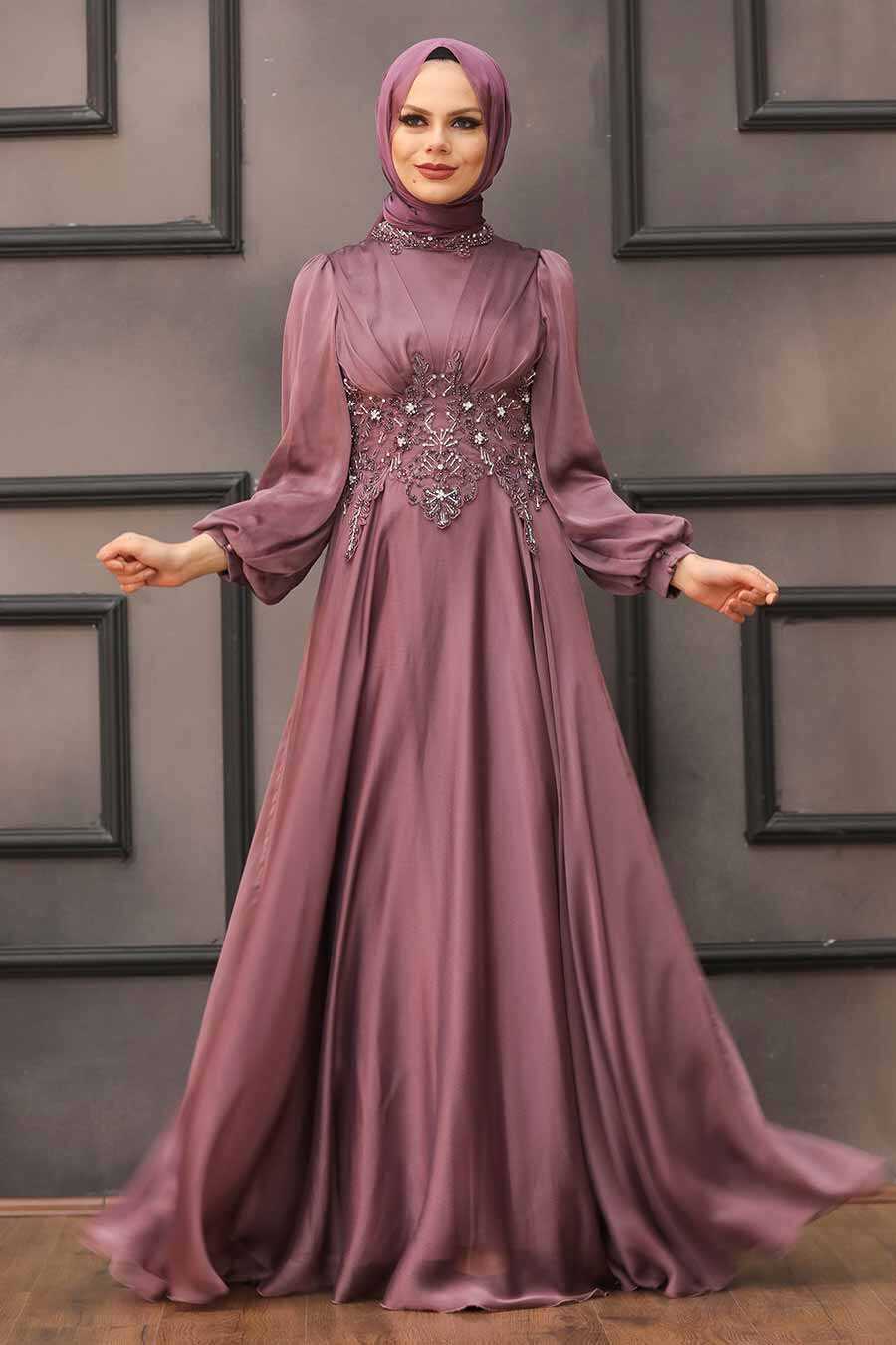 Plus Size Dusty Rose Modest Islamic Clothing Evening Dress 22113GK