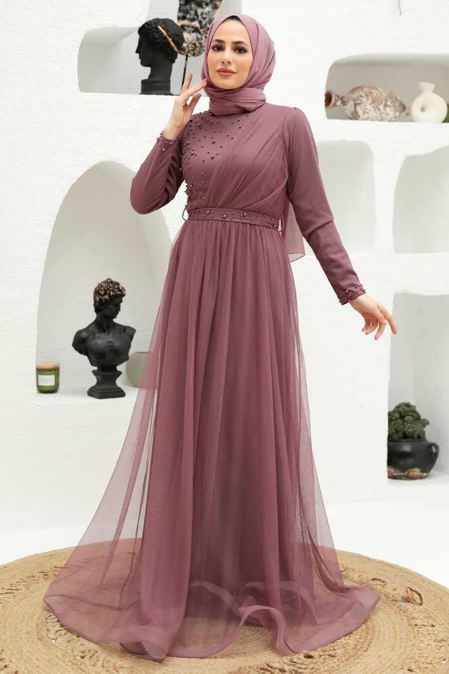 Plus Size Dusty Rose Modest Islamic Clothing Evening Dress 22113GK