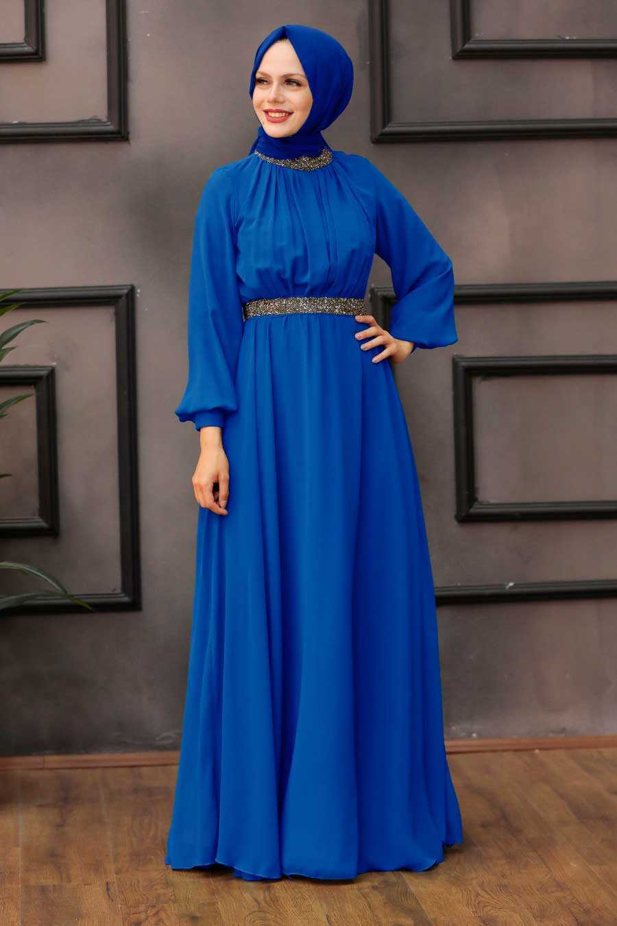 Stylish Grey Modest Islamic Clothing Prom Dress 3753GR 