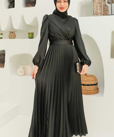Elegant Black Islamic Clothing Wedding Dress 3452S