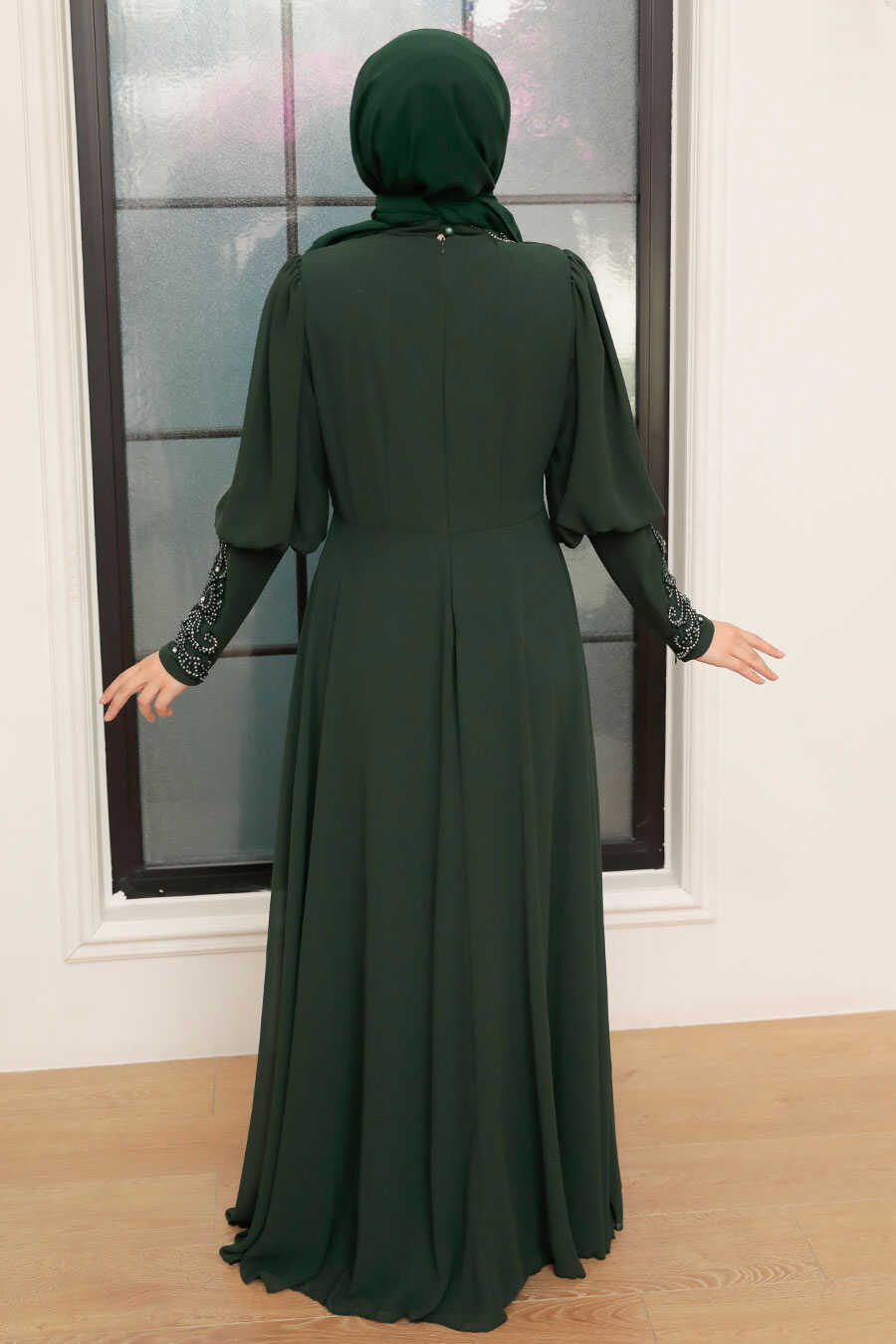 Green Turkish Hijab Wedding Dress 22510Y 