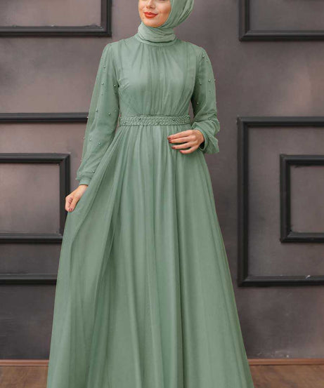Modern Mint Islamic Clothing Evening Gown 5514MINT
