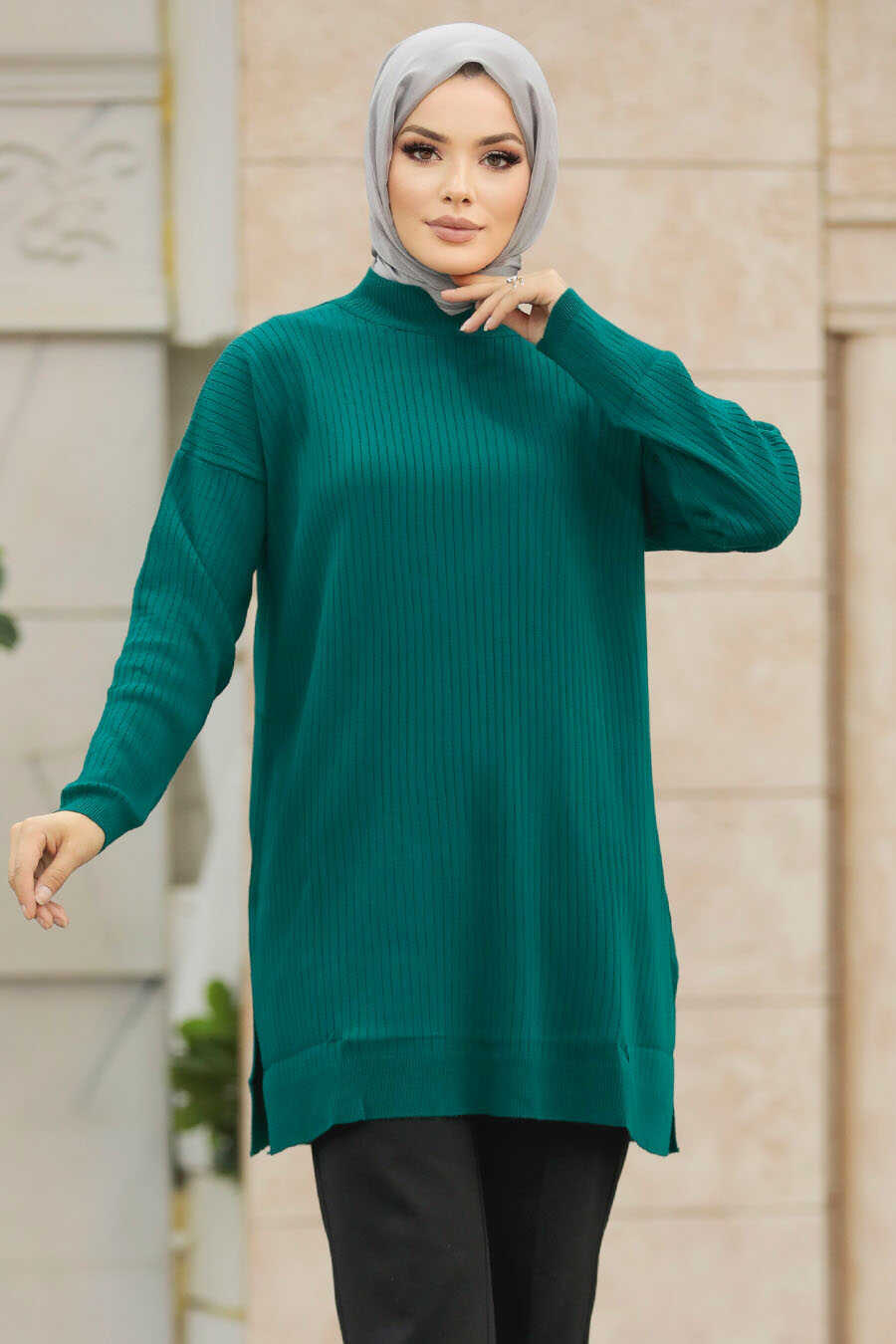 Emerald Green Knitwear Muslim Tunic 20132ZY