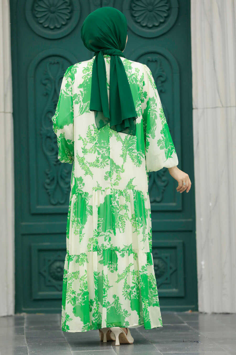 Green Turkish Hijab Wedding Dress 22510Y 