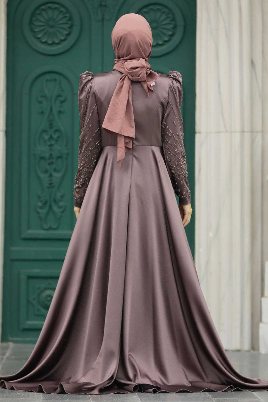 Modern Brown Modest Islamic Clothing Wedding Dress 23310KH – Joozal