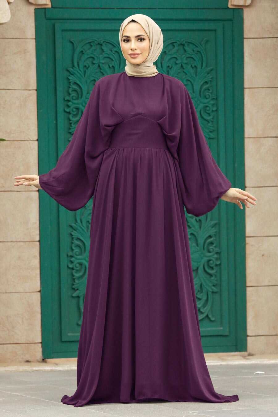 Purple Turkish Hijab Engagement Gown 60681MOR - Neva-style.com