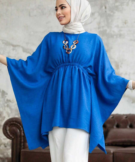 Sax Blue Hijab For Women Poncho 41259SX