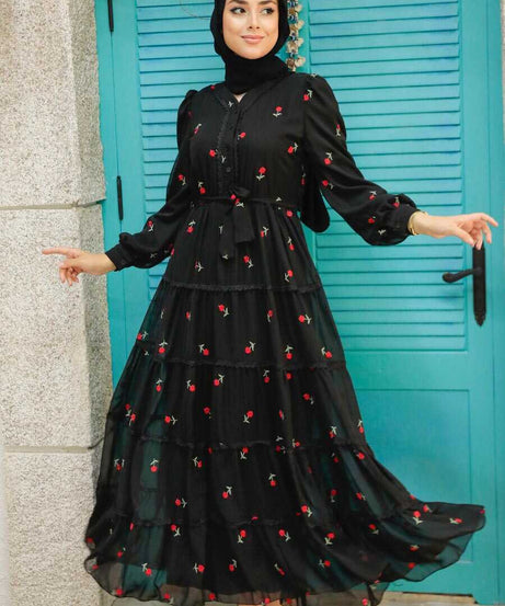 Red Hijab Dress 35721K