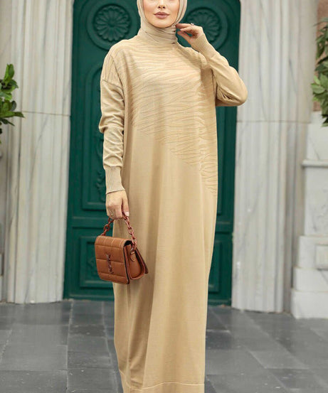 Biscuit Islamic Clothing Mercerized Dress 10157BS