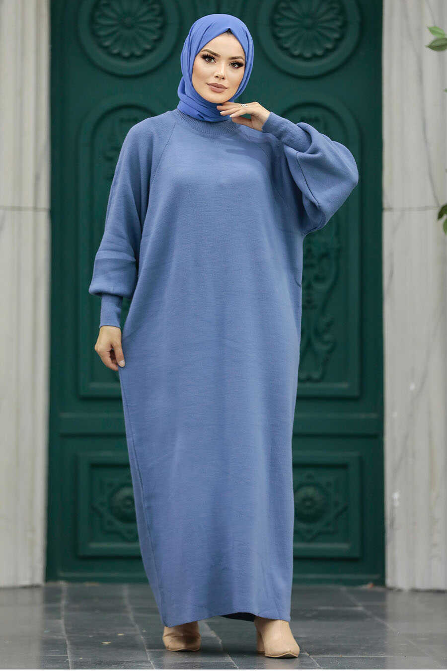 İndigo Blue Hijab Turkish Dress 29712IM