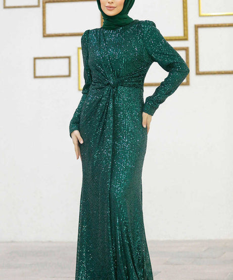 Long Emerald Green Islamic Engagement Dress 40831ZY