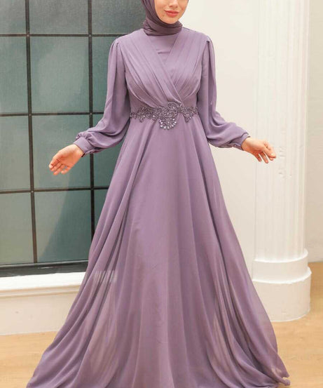 Lila Turkish Hijab Evening Dress 22301LILA 