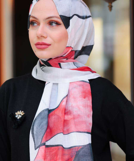 Red Hijab Shawl 5214K